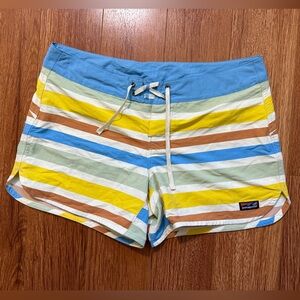 Patagonia Blue and Yellow Striped Board Shorts Size 8